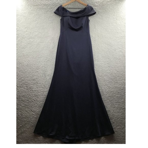 La Femme Off The Shoulder Gown Blue 4 - Picture 2 of 4